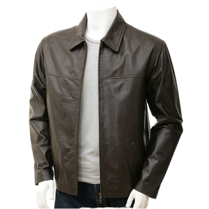 Veste de moto coupe-vent d'hiver en cuir denim pour hommes avec fermeture éclair coupe carrée décontractée pour l'extérieur manteau épais à la mode traitement teint - Product Image 1