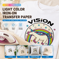 Papier transfert thermique jet d'encre A4 en tissu léger, imprimable, pour T-shirts en coton, projets de décoration de vêtements personnalisés DIY