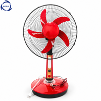 Ventilateur de table 12V DC 16 pouces avec lumière LED et adaptateur, pour usage domestique et hôtelier, moteur à courant alternatif/continu, en plastique