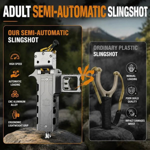Slingshot semi-automatique haute précision avec double chargeur, cadre en alliage d'aluminium CNC pour la pratique de tir sur cible en extérieur GS272 V5 - Product Image 5
