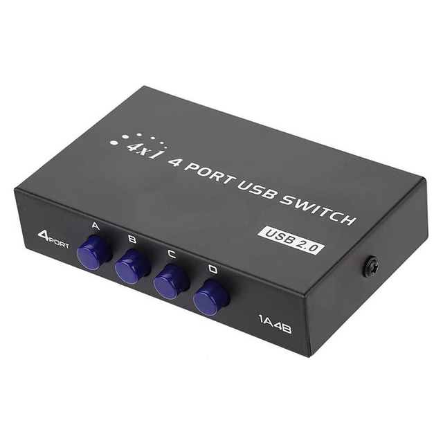 4 Ports High Speed USB 2.0 Key-Press Switcher Share Switch Box for PC Computer Scanner Printer