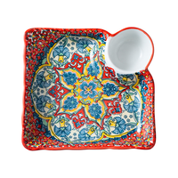 Ensemble de Plats à Dumplings en Céramique de Luxe avec Bol à Sauce, Plateau à Compartiments pour Fruits, Petit-Déjeuner, Collations, Sushi, Décoration d'Intérieur