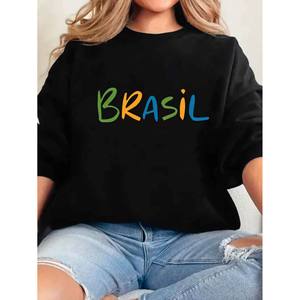 <span class=keywords><strong>Sweat</strong></span>-shirt élégant à col rond avec imprimé 'S GOOD BOY' pour femme, grande taille, polyester/coton, respirant, écologique, manches longues, coupe ample - Product Image 5