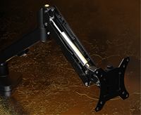 Soporte de Brazo para Monitor AUKI de Acero Aleado Negro con Resorte de Gas Ajustable en Altura e Inclinación de 45° para Pantallas de 32 Pulgadas, Capacidad de Carga de 10 kg