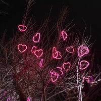 Lumières LED dynamiques en forme de cœur à fixer sur un arbre, décoratives, lumineuses, style rue, étanches IP65, blanc chaud