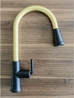 Robinet de cuisine moderne doré avec douchette extractible, cartouche céramique, corps en ABS, bec en acier inoxydable poli, 1 poignée, montage sur plan, pour hôtel