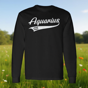 Camiseta de manga larga con signo del zodiaco Acuario, idea de regalo de cumpleaños, diseño clásico - Product Image 3