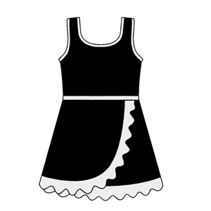 Robe pour petite fille GSD4138, style boutique, violette unie avec bordure jaune, sans manches, style athlétique, à volants. - Product Image 4