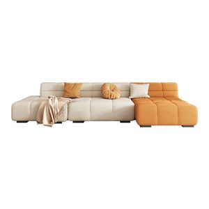 Divano Moderno Minimalista a Tre Posti in Ciniglia Color Crema, Divano Lineare per Salotto, Hotel <span class=keywords><strong>e</strong></span> Appartamenti - Product Image 5