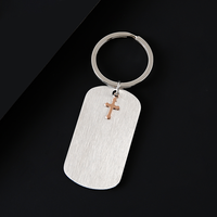 Ywyougang Porte-clés double couleur avec pendentif croix et plaque d'identification, gravure laser personnalisée, thème chrétien, accessoire pour clés de voiture