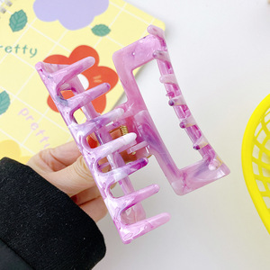 الرخام الباستيل النيون البلاستيك مشبك شعر مخلب 2023 الكورية مخصص الاكريليك الجوف مستطيل مشبك شعر كليب للنساء إكسسوارات الشعر - Product Image 2