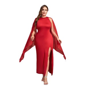 Vestido de Fiesta para Mujer <span class=keywords><strong>Talla</strong></span> <span class=keywords><strong>Grande</strong></span>, Color Sólido, Corte Entallado, Silueta de Falda Lápiz, Material de Poliéster y Spandex, Ropa de Oriente Medio - Product Image 4
