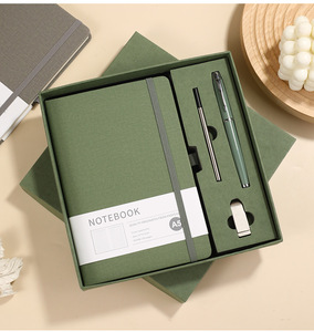 促销批发商务豪华A5日记本套装可定制徽标灰色PU皮革a5笔记本礼品套装带笔和USB - Product Image 2