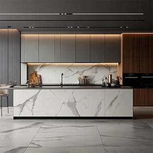 Muebles de Cocina Personalizados para Villa, Isla de Cocina de Lujo, Gabinetes de Pared de Acero Inoxidable, Opción de Barra, Estilo Escandinavo, OEM/ODM, Listos para Instalar - Product Image 5