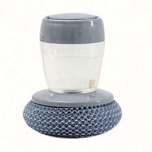 Automatic Liquid Soap Dispenser <b>Plastic</b> <b>Kitchen</b> Dishwashing Brush with Palm Handle Removable Nylon Brush Eco-Friendly - Product Image 2