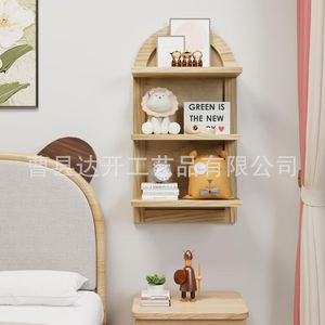 Étagère murale en bois à 3 niveaux 60x70cm, design arqué, support de rangement durable pour salle de bain - Product Image 5