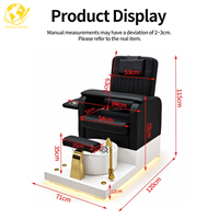 Fauteuil de pédicure en cuir PU noir avec fonction inclinable à une touche et bande lumineuse LED pour salon de beauté des ongles
