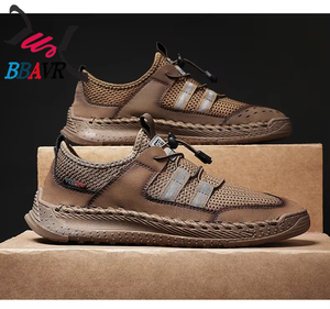 Zapatos Casuales de Exterior Hechos a Mano con Costuras de Malla de Cuero de Talla Grande - Product Image 6