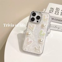Coque de téléphone antichoc en PC+TPU avec motif nœud papillon 3D et strass pour iPhone 16/15/14/13 Pro Max