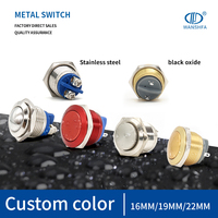 Interrupteur 8Mm/10Mm/12Mm/16Mm/19Mm/22Mm/25Mm/28Mm/30Mm bouton poussoir en métal avec connecteur Led bouton poussoir lumière