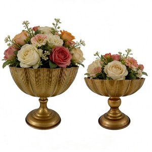 Wrought Iron Flower <b>Vase</b> <b>Set</b> Handmade Distressed Bronze Finish For Wedding Home Decor Tabletop Display - Product Image 1