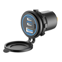 Chargeur USB-C et USB étanche 12V-24V à charge rapide pour bus, camping-car, voiture, moto