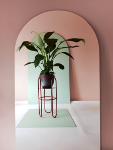 Support de Plante Moderne en Métal Rouge avec Design à Boucle Décorative, Porte-Pot de Fleurs Intérieur/Extérieur pour Salon, Balcon, Jardin, Terrasse - Product Image 4
