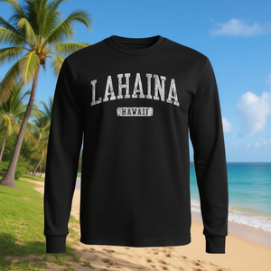 T-shirt a maniche lunghe Lahaina Hawaii in stile atletico vintage - Product Image 1