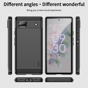 For <strong>Google</strong> Pixel 6A MOFI Gentleness Brushed Carbon <strong>Fiber</strong> Soft TPU Case(Black) - Product Image 6