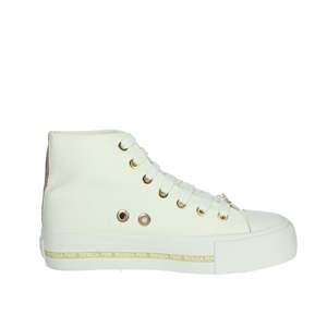 Sneakers da ragazza Patrizia Pepe bianche alte in tela, scarpe alla moda - Product Image 3