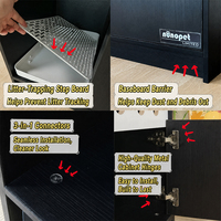 Armoire à litière pour chats, usage humain et animal, en placage de bois, double porte, anti-éclaboussures de litière, multi-usages, multi-rangements pour chats d'intérieur