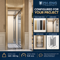 Ascenseur panoramique résidentiel en verre pour maison, 320 kg, 400 kg, 0,4 m/s, cadre en aluminium pour villa
