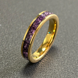 Vàng lá Thiên Thạch nhẫn đen vonfram Mens ban nhạc đám cưới Nhẫn ALIN thiết kế mới phun cát tungsten carbide Nhẫn - Product Image 6