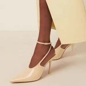 Talons hauts et fins évidés latéraux avec logo personnalisé Chaussures habillées pour femmes Sandales à lanières croisées avec boucle pour femme <span class=keywords><strong>Escarpins</strong></span> pour rencontres - Product Image 1