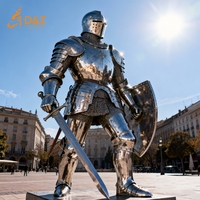 Sculpture de chevalier médiéval européen en armure de samouraï, statue d'extérieur, art artisanal en acier inoxydable pour collectionneurs, par D&Z Art Group