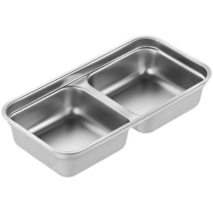 Stainless Steel Food <b>Storage</b> <b>Container</b> With Lid Double Compartment Lunch Box Rectangle Solid Color Adult Use - Product Image 5