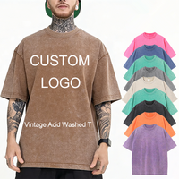 T-shirts unisexes vierges personnalisables avec logo, 100% coton tricoté, écologiques, respirants, imprimés DTG DTF, style vintage délavé à l'acide, grammage lourd