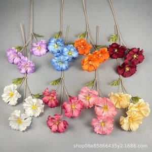 Lanxi Artificial <b>Flowers</b> 3-Head <b>Silk</b> Bouquet Rose Red High Simulation Wedding Decorations - Product Image 3