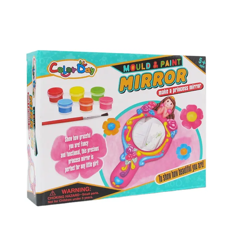 جديد تصميم لعبة تعليمية الإبداعية اليدوية جرلي Diy الجبس اللوحة اللعب-مرآة للأطفال