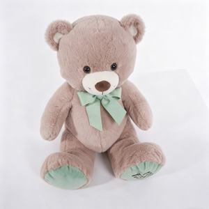 Oso de peluche marrón personalizado, oso de peluche con lazo verde, oso de peluche neutro. - Product Image 3