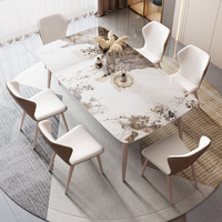 Ensemble de table et chaises de salle à manger rectangulaire en marbre moderne de luxe, 4 à 6 places, meubles classiques pour restaurant et salon, vente en gros