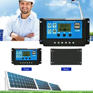 Solar Charge Controller Solar Controller AISHANG12v 24v Solar Panel Charge Controller Intelligent Regulator With LCD Display PWM Solar Charge 10A 20A 30A Controller