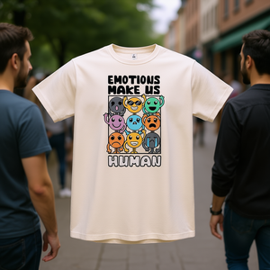 T-shirt Emotions Make Us Human, t-shirt grafica in cotone girocollo unisex per adulti - Product Image 3