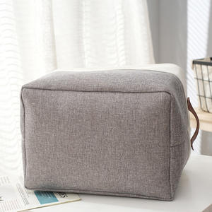 กล่องเก็บเสื้อผ้าผ้าฝ้ายลินินหนาทรงสี่เหลี่ยมผืนผ้าความจุขนาดใหญ่พร้อมที่จับหนังสำหรับจัดระเบียบเสื้อผ้ากางเกง - Product Image 5