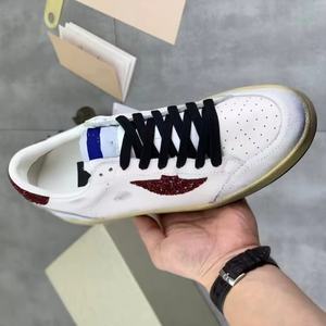 Baskets en cuir véritable blanc avec lacets, antidérapantes, confortables, style décontracté pour couple, couleur dorée vieillie - Product Image 2