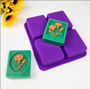 Molde de silicona 3D de claveles cuádruples para jabón, molde de silicona para fondant, molde 3D de silicona para jabón artesanal, molde personalizado. - Product Image 1