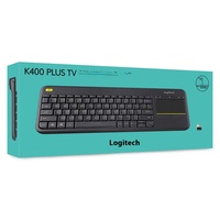 Teclado Inalámbrico Táctil Logitech Original K400 Plus para Smart TV, Portátil, Escritorio, Silencioso, con Panel Táctil para PC, Laptop y Android