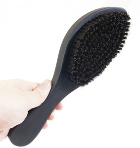 Brosse à cheveux en bois naturel avec poils de sanglier noirs, brosse à raser à poils doux - Product Image 5