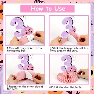 8 pièces de décorations d'Halloween pour le 3ème anniversaire, thème Trick or Treat rose et violet - Product Image 3