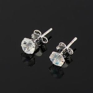 Pendientes Redondos de Piedra Lunar Natural con Engaste de Plata de Ley, Gema Curativa de Chakra, Color Arcoíris - Product Image 3